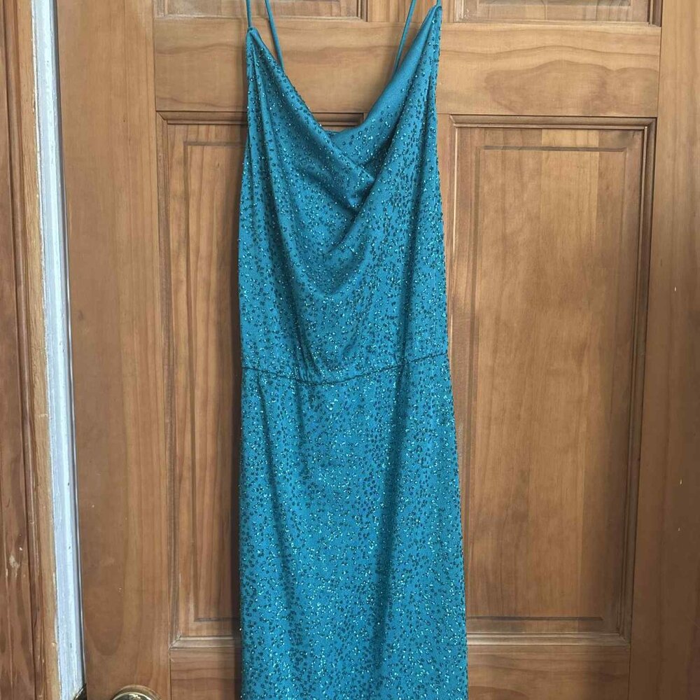 Sparkly Blue Spagettii Strap Dress - Size Small/Medium